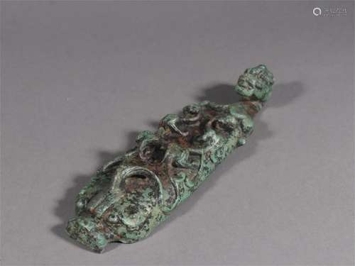 A Chinese Bronze Belt Hook with Dragon