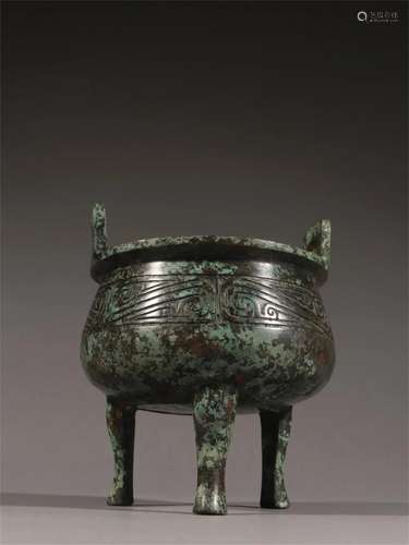 A Chinese Bronze Incense Burner with Double Ear