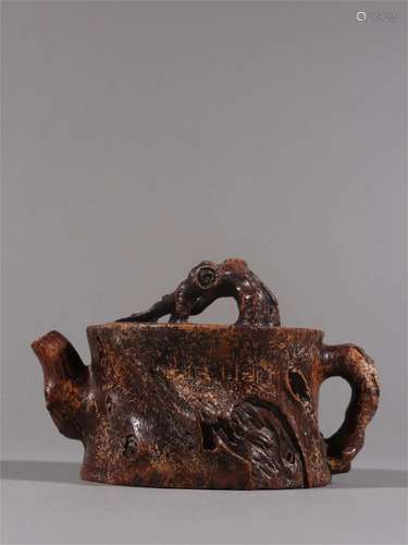 A Chinese Bamboo Teapot with Flower