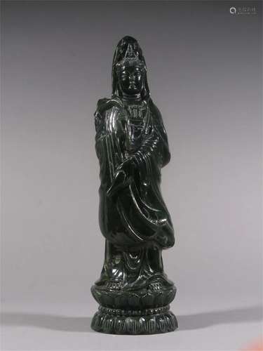 A Chinese Jasper Guanyin Statue