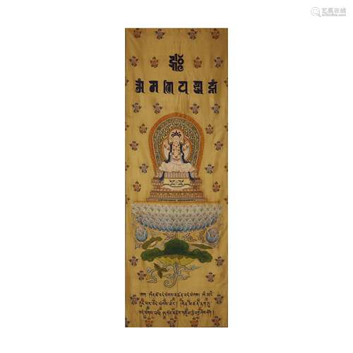 Tibet carved silk Thangka