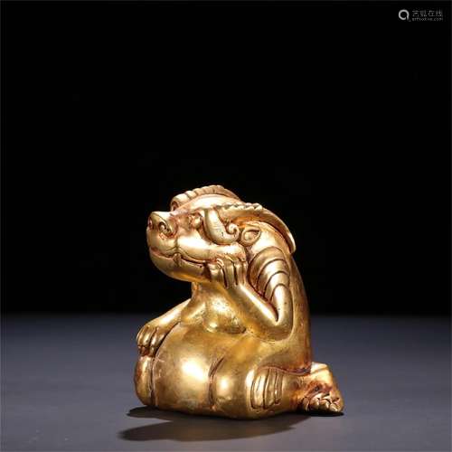 A Chinese Gilt Silver Beast Decoration