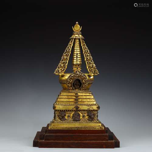 Bronze gilded pagoda in Qing Dynasty