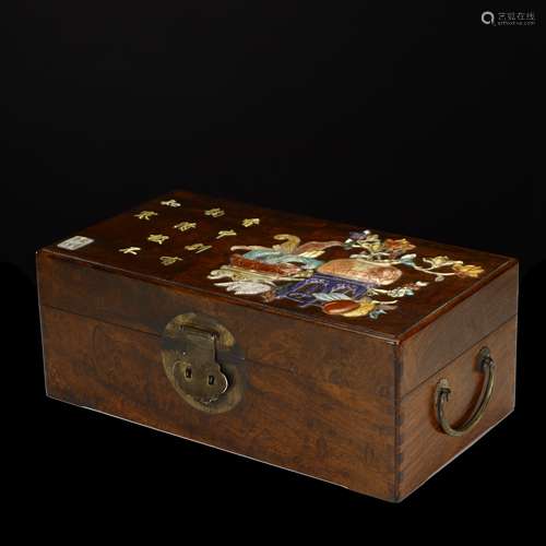 Qing Dynasty pear wood inlaid eight treasures hand decoratio...