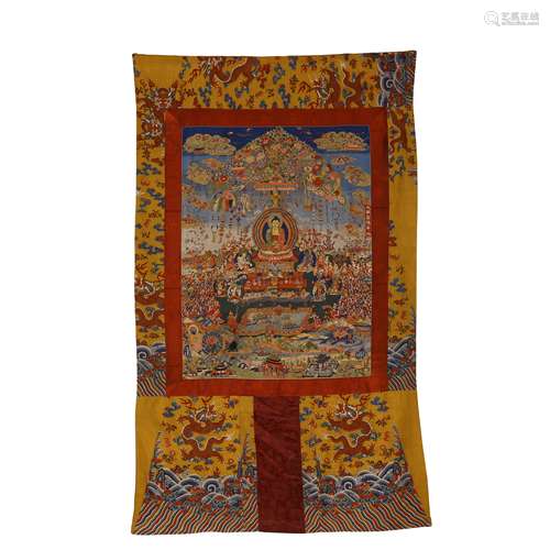 Tibetan Embroidery Thangka in Qing Dynasty