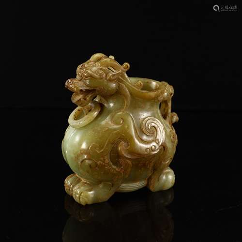 Ancient dragon-shaped jade cup