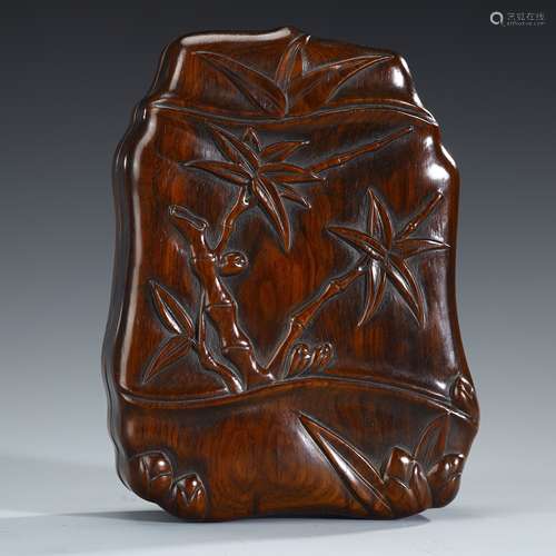 Wooden carved bamboo inkstone box