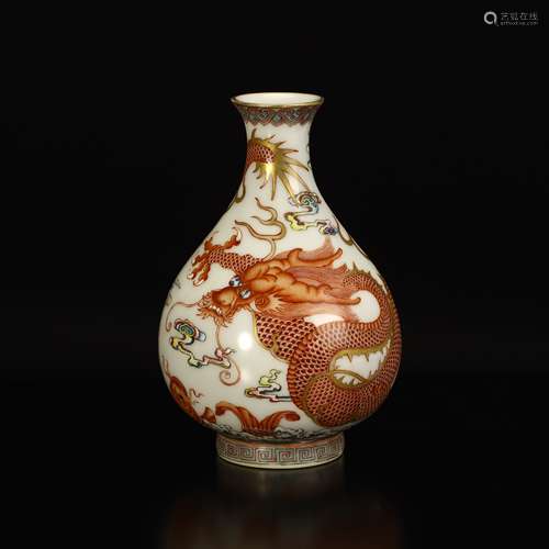 Pastel dragon pattern painted gold jade pot spring bottle