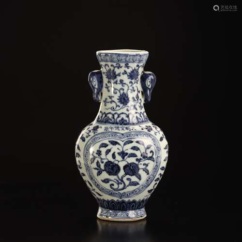 Blue and White Elephant Head amphora