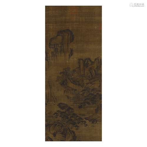 Tang Yin Landscape Vertical Axis Silk Book