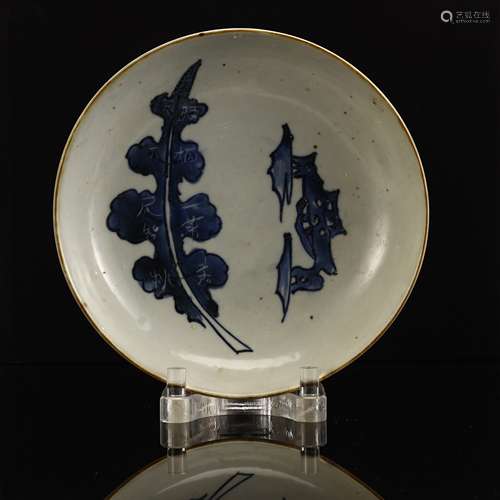 Blue and white plate