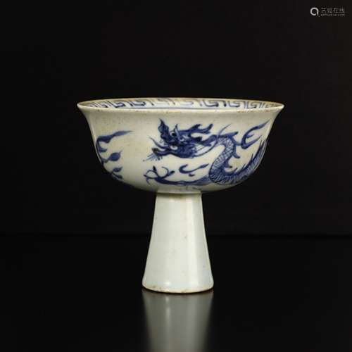 Blue and White Dragon Goblet