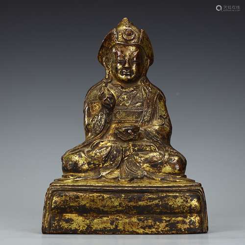 Bronze-gilded guru statue in Qing Dynasty