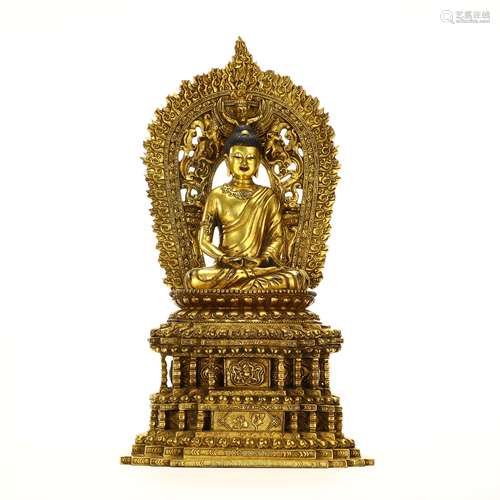 Bronze-gilded Buddha statues in Qing Dynasty