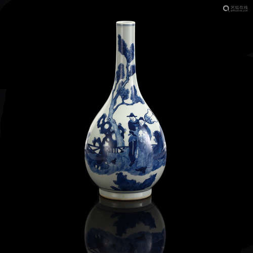 Blue and white figure gallbladder bottle