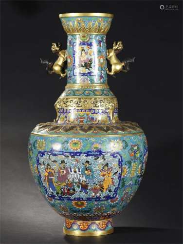 A Chinese Cloisonne Wine Container with Double Ear