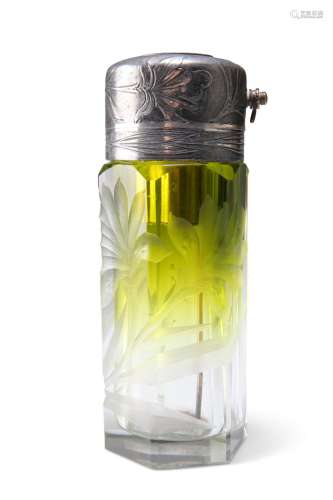AN EARLY 20TH CENTURY MOSER ATOMISER SCENT BOTTLE, of hexago...