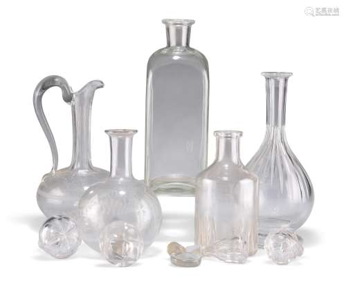 A COLLECTION OF 19TH CENTURY AND LATER GLASS DECANTERS, CLAR...