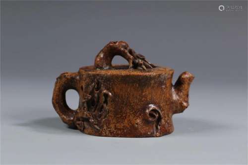 A Chinese Bamboo Teapot with Flower