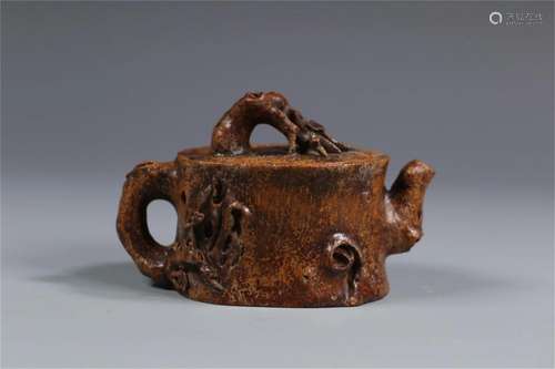 A Chinese Bamboo Teapot with Flower