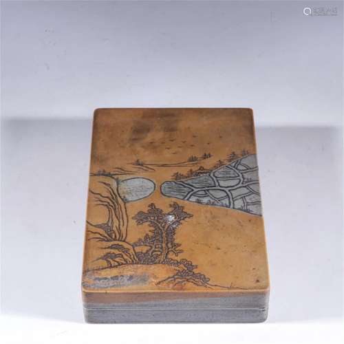 A Chinese Inkstone with Landscape