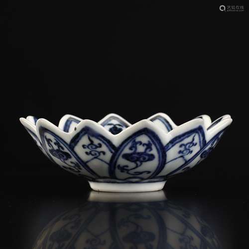 Blue and Flower Lotus Petal Bowl