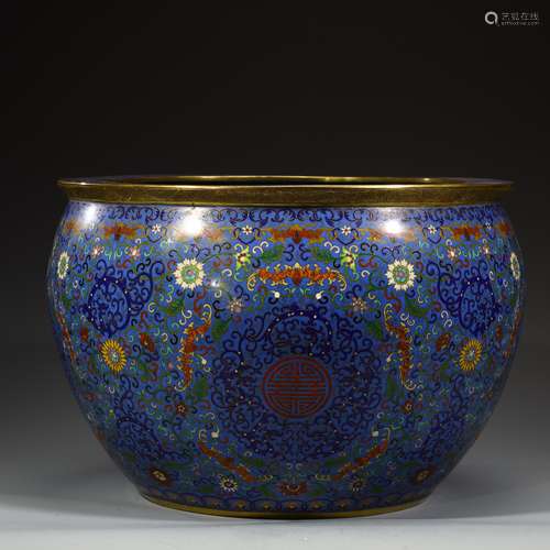 Cloisonne flower longevity roll jar