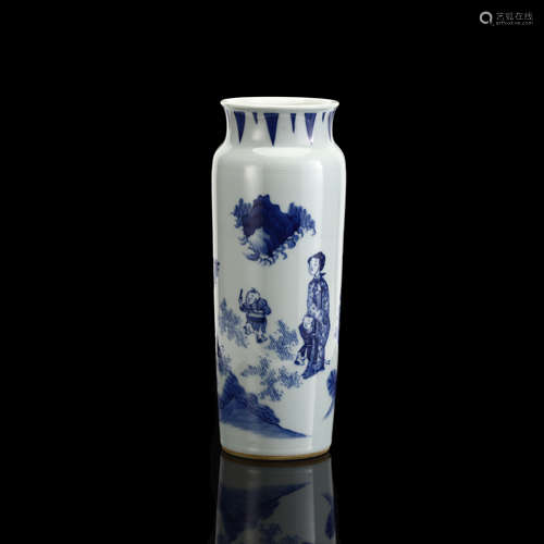 Blue and white figure bottle