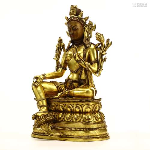 Bronze-gilded Buddha statues in Qing Dynasty