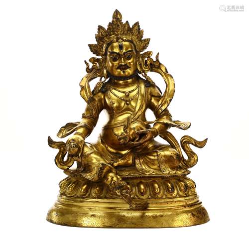 Copper-gilded statue of God of Wealth