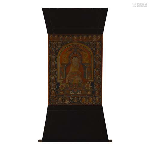 Tibetan hand-painted guru statue Thangka