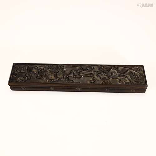 Wooden carved plum blossom writing brush box