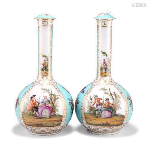 A PAIR OF HELENA WOLFSOHN BOTTLE VASES AND COVERS, CIRCA 188...
