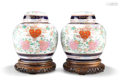 A PAIR OF SAMSON PORCELAIN VASES AND COVERS, IN CHINESE EXPO...