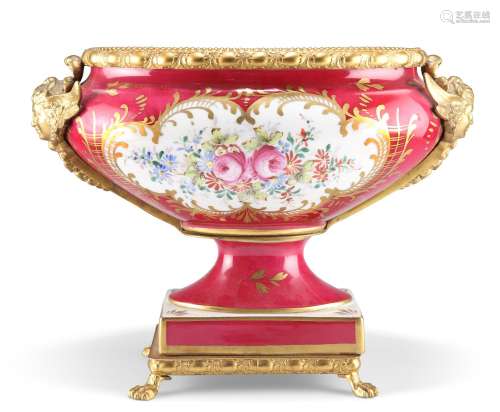 A CONTINENTAL GILT-METAL MOUNTED PORCELAIN BOWL, IN SÃVRESÂ...