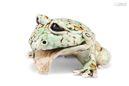 AN ART POTTERY MODEL OF A GROTESQUE FROG, BY DAVID BURNHAM S...