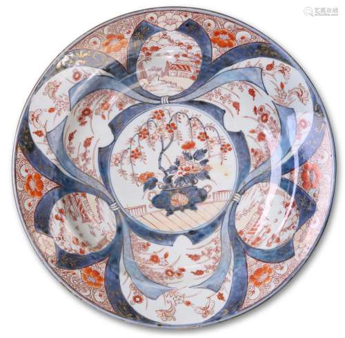 A 19TH CENTURY JAPANESE IMARI LARGE CHARGER, circular, paint...