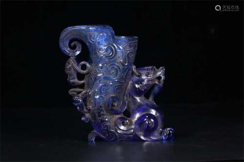 A Chinese Peking Glass Beast Shaped Wine Cup