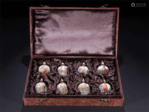 Set of Chinese Famille Rose Porcelain Snuff Bottles