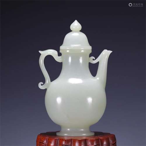 A Chinese Carved Jade Teapot