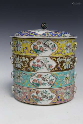 Chinese Famille Rose Porcelain Stacking Dishes