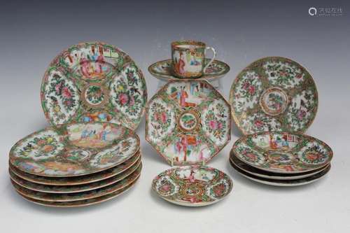 14 pieces of Chinese Rose Medallion Porcelain Items.