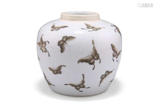 A CHINESE BUTTERFLY JAR, 19TH CENTURY,Â painted en grisaille...