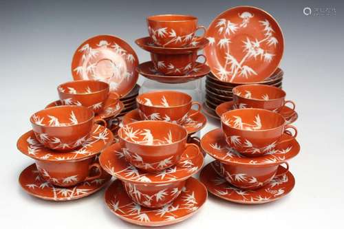 44 pieces of Chinese Iron-red Glaze Porcelain Cups Saucers a...