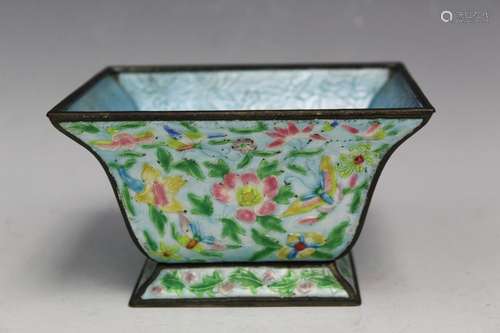 Chinese Enameled Square Bowl