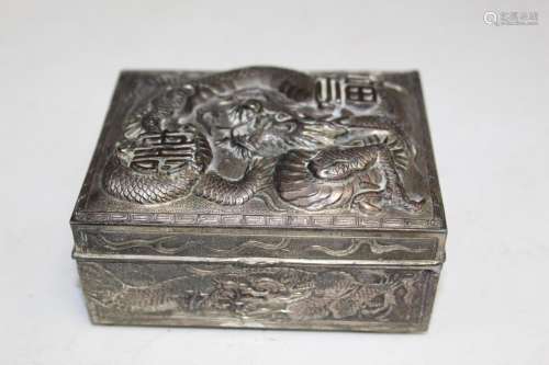 Japanese Metal Box with Dragon Decoration
