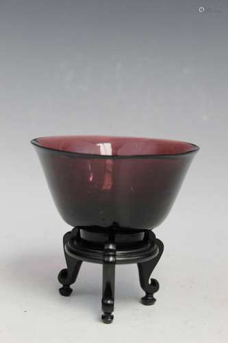 Antique Chinese Burgundy Color Peking Glass Bowl