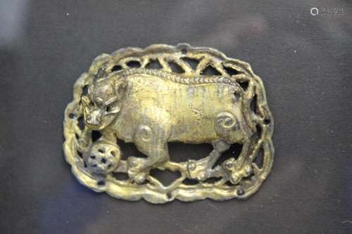 Chinese Gilt Silver Plaque