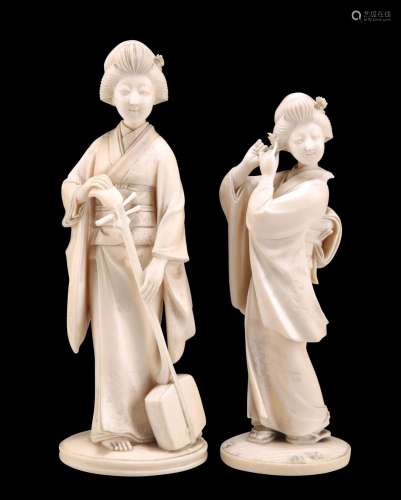 TWO JAPANESE IVORY OKIMONOS, MEIJI PERIOD, each carved from ...