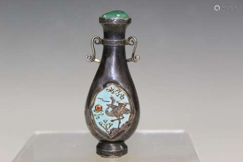 Chinese Enameled Silver Snuff Bottle